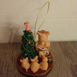 Pigs Figurine Christmas Scene Ornament